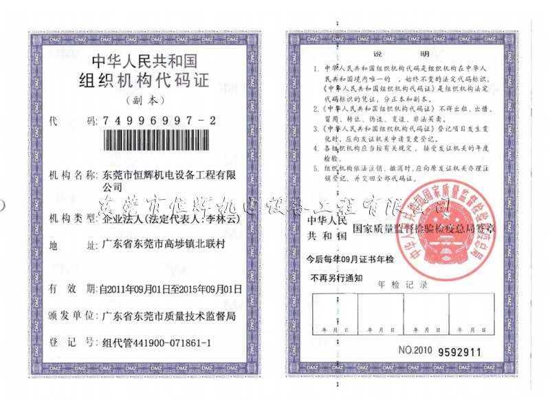 組織機(jī)構(gòu)代碼證副本